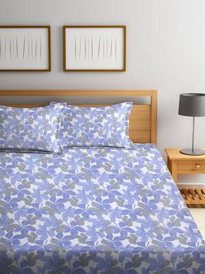 Blue floral print Cotton bed sheets 2