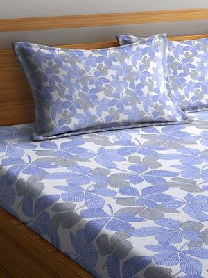 Blue floral print Cotton bed sheets 3
