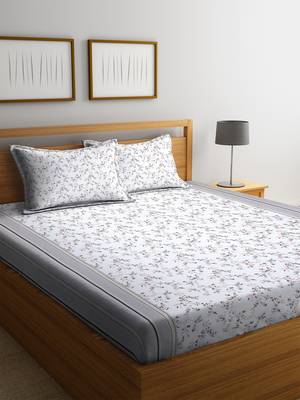 White floral print Cotton bed sheets 1