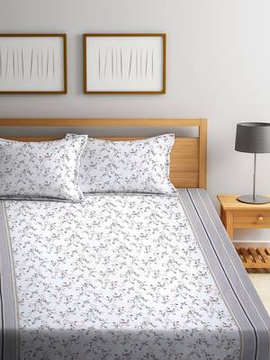 White floral print Cotton bed sheets 2