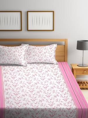 White floral print Cotton bed sheets 2