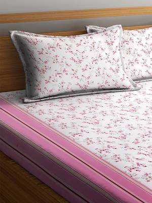 White floral print Cotton bed sheets 3