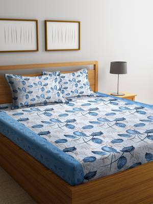 Blue floral print Cotton bed sheets 1