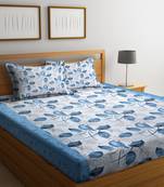Blue floral print Cotton bed sheets