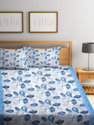 Blue floral print Cotton bed sheets 2