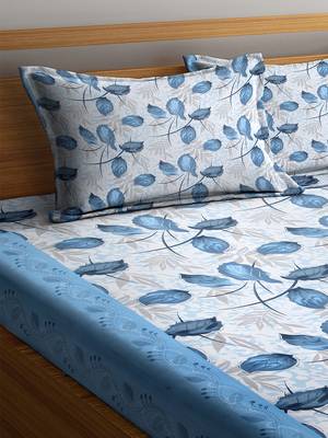 Blue floral print Cotton bed sheets 3