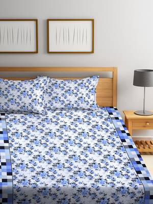 Blue floral print Cotton bed sheets 2