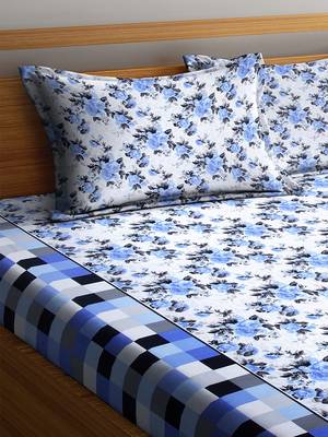Blue floral print Cotton bed sheets 3