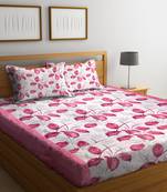 Red floral print Cotton bed sheets