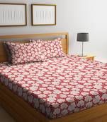 Red floral print Cotton bed sheets