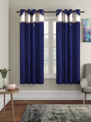 Emboss Polyester Window Set of 2 Navy Blue 1