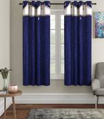 Emboss Polyester Window Set of 2 Navy Blue
