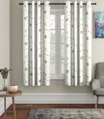 Kniting Embroidery White Polyester Window Set of 2