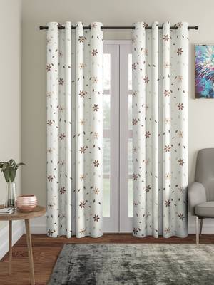 Kniting Embroidery White Polyester Long Door Set of 2 1
