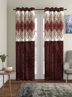 Panel Brown Door Curtain Set of 2 1