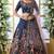Navy Blue Thread, Zari With Sequince Embroidered Art Silk Semi Stitched Lehenga