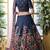 Navy Blue Thread, Zari With Sequince Embroidered Art Silk Semi Stitched Lehenga