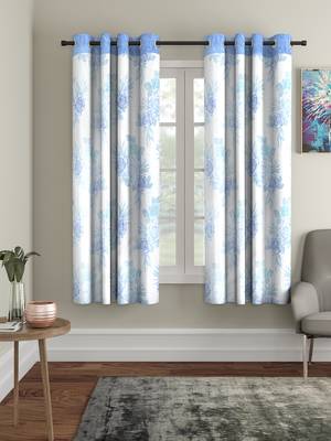 Penited Window Sky Blue Set of 2 Curtain 1