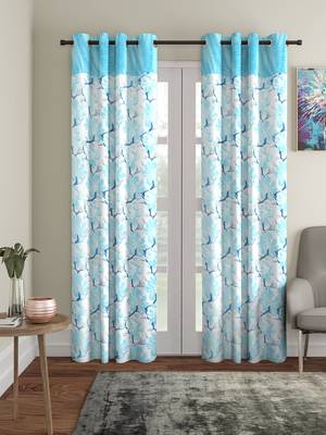 Penited Long Door Sky Blue Set of 2 Curtain 1