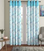 Penited Long Door Sky Blue Set of 2 Curtain