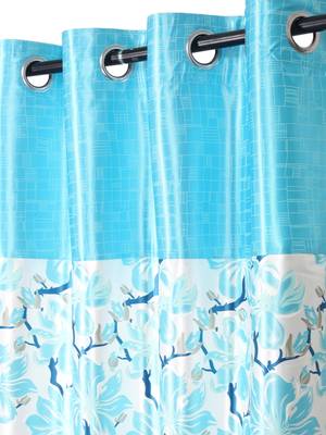 Penited Long Door Sky Blue Set of 2 Curtain 3