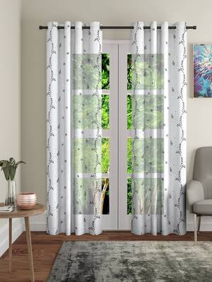 Share Embroidery White Polyester Long Door Set of 2 1