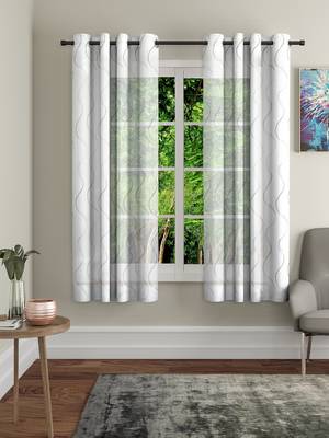 Share Embroidery White Polyester Window Set of 2 1