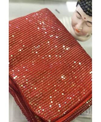 red sequins Sana Silk Partywear bollywood saree with blouse 2