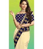 chiku Chanderi silk Partywear Bollywood saree with blouse