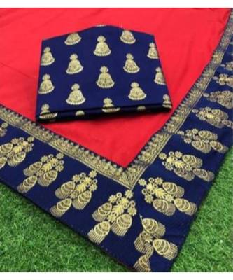 red Chanderi silk Partywear Bollywood saree with blouse 2