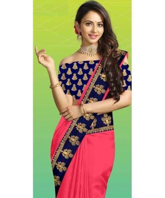 pink Chanderi silk Partywear Bollywood saree with blouse 1
