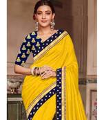 yellow Chanderi Silk Partywear Bollywood saree with blouse
