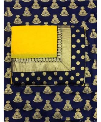 yellow Chanderi Silk Partywear Bollywood saree with blouse 2
