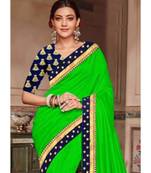 green Chanderi Silk Partywear Bollywood saree with blouse