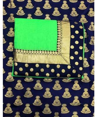 green Chanderi Silk Partywear Bollywood saree with blouse 2