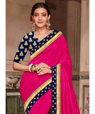 pink Chanderi Silk Partywear Bollywood saree with blouse 1