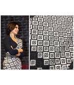 black Digital printed Linen partywear Bollywood saree with blouse