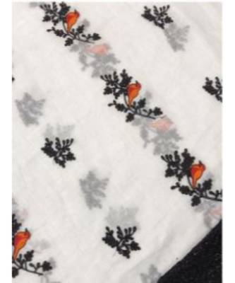 white Digital printed Linen partywear Bollywood saree with blouse 2