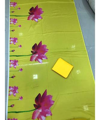 yellow Digital printed georgette partywear Bollywood saree with blouse 3