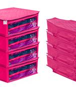 atorakushon   Fabric Saree Cover Garments Cover Bag Clothes Storage Wardrobe Organiser Set of 8 (Pink)