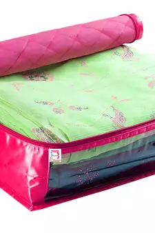 atorakushon   Fabric Saree Cover Garments Cover Bag Clothes Storage Wardrobe Organiser Set of 8 (Pink)