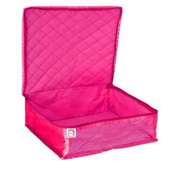 atorakushon   Fabric Saree Cover Garments Cover Bag Clothes Storage Wardrobe Organiser Set of 8 (Pink) 4