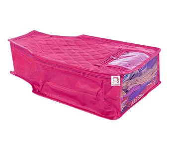 atorakushon   Fabric Saree Cover Garments Cover Bag Clothes Storage Wardrobe Organiser Set of 8 (Pink) 5