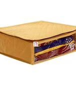 atorakushon   Fabric Saree Cover Garments Cover Bag Clothes Storage Wardrobe Organiser Pack of 1 (Gold)