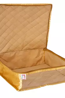 atorakushon   Fabric Saree Cover Garments Cover Bag Clothes Storage Wardrobe Organiser Pack of 1 (Gold)