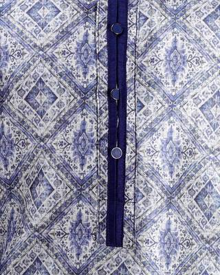 Blue printed cotton silk boys-kurta-pyjama 4