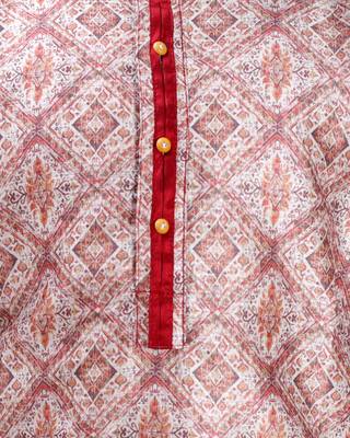 Maroon printed cotton silk boys-kurta-pyjama 4