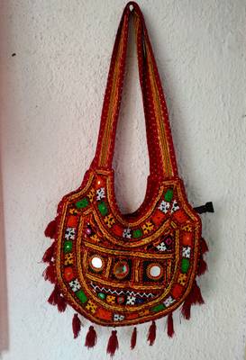 Multicolored Real Mirror Worked Banjara Bag With Hanging Tassels 1