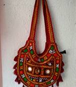 Multicolored Real Mirror Worked Banjara Bag With Hanging Tassels