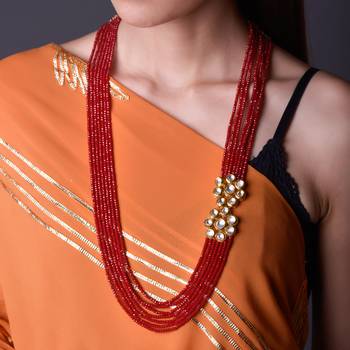 Red Gold Tone Kundan Inspired Necklace 1
